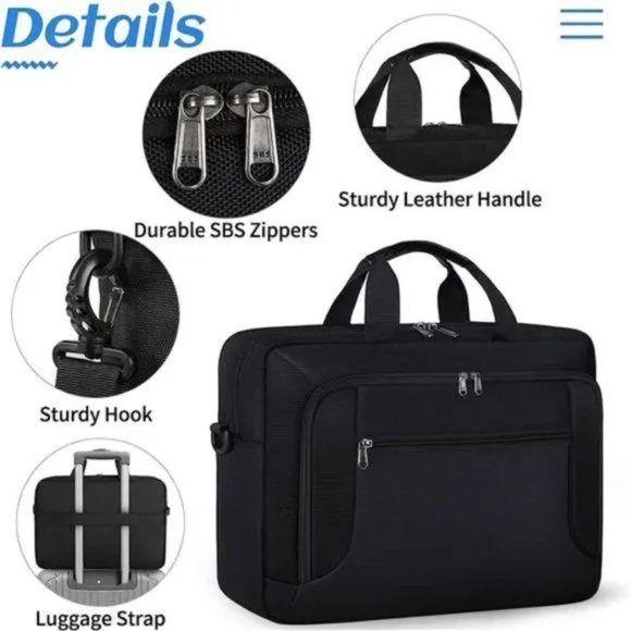 New Laptop Bag 17.3 Inch Laptop Briefcase Large Waterproof Laptop Case for Men - Picture 4 of 7